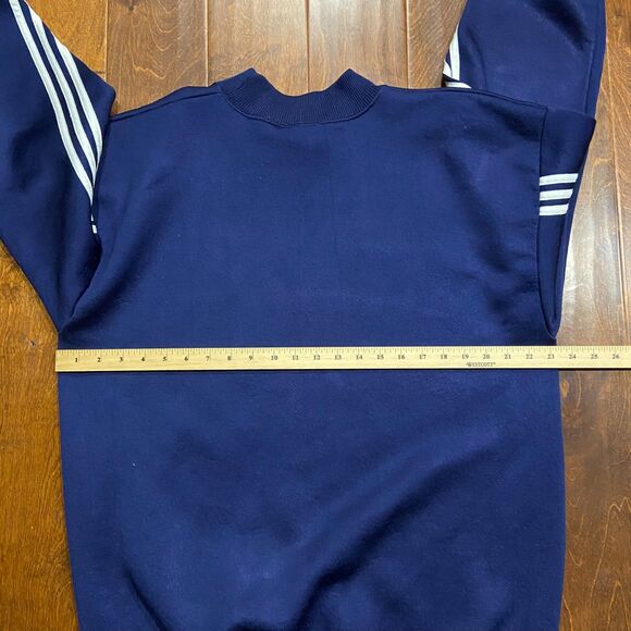 Adidas Vintage 90s 3 Stripe Navy Blue White Crewneck Sweatshirt Mens Size Medium - Picture 8 of 9